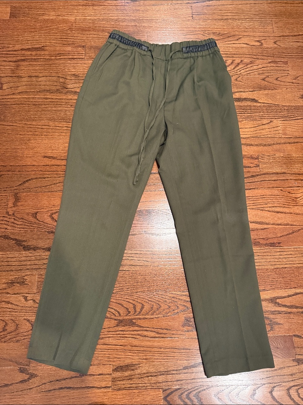 Leather Trim Drawstring Trousers